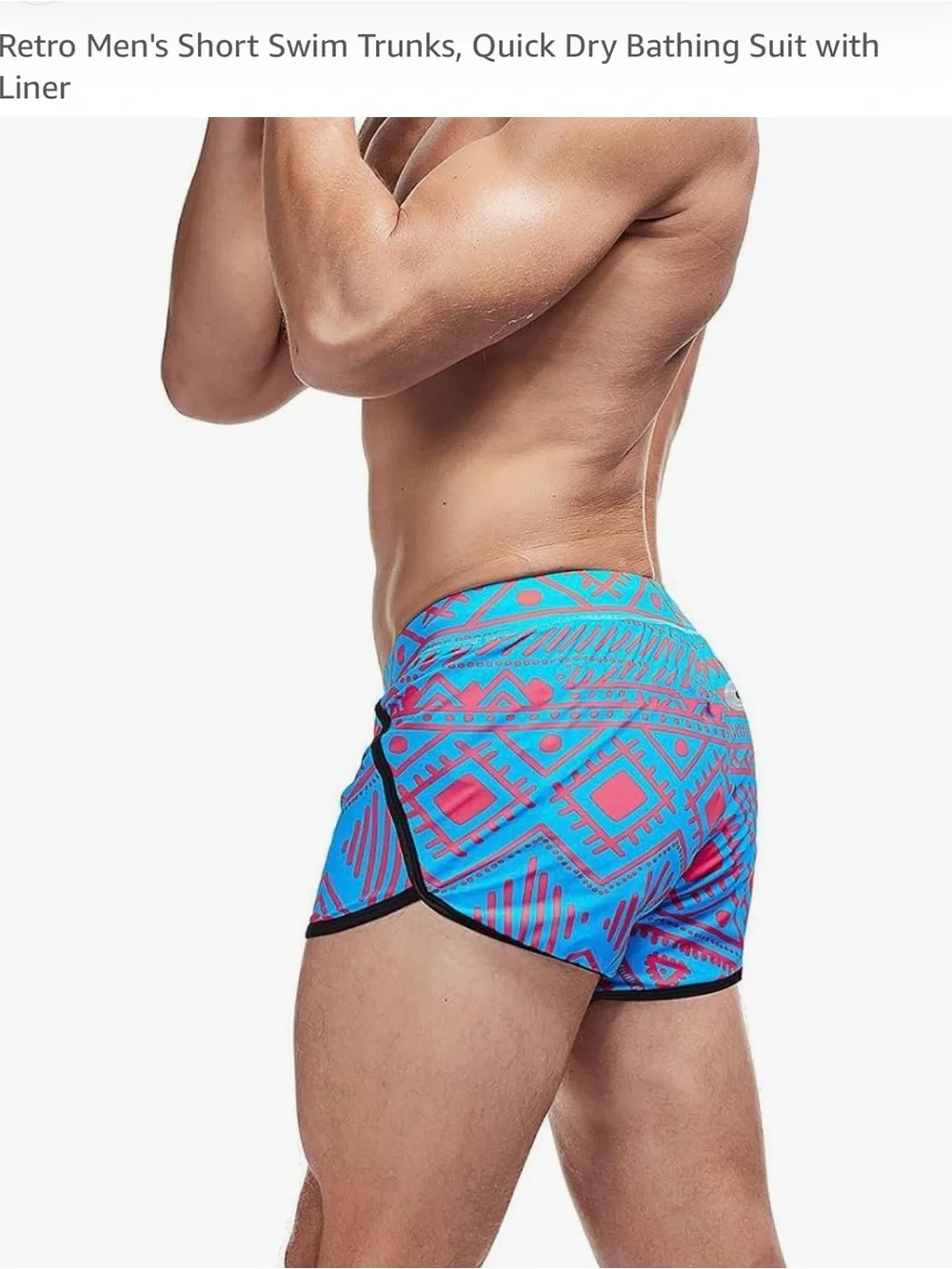 Men's Blue & Pink Quick-Dry Swim Trunks Size Medium